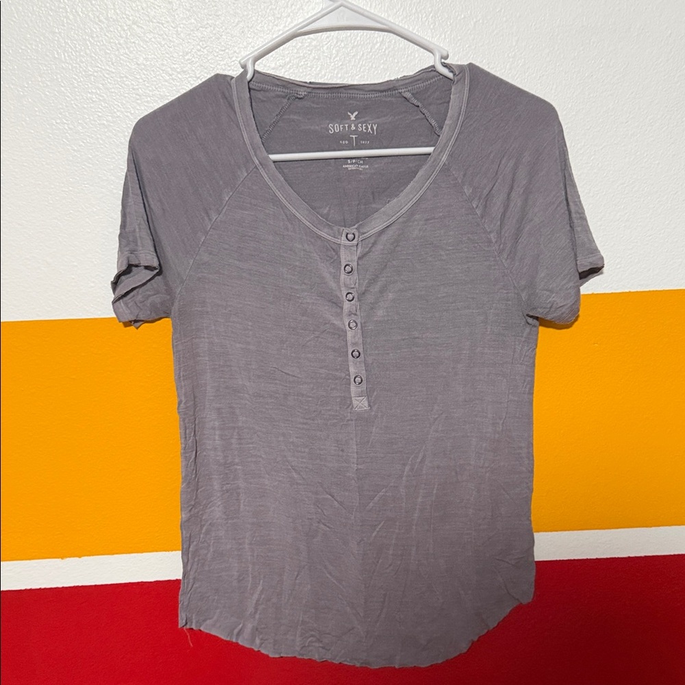 Soft & Sexy Gray Henley T-Shirt